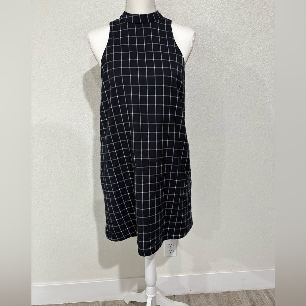 HYFVE Black and White Plaid Sheath Mini Dress